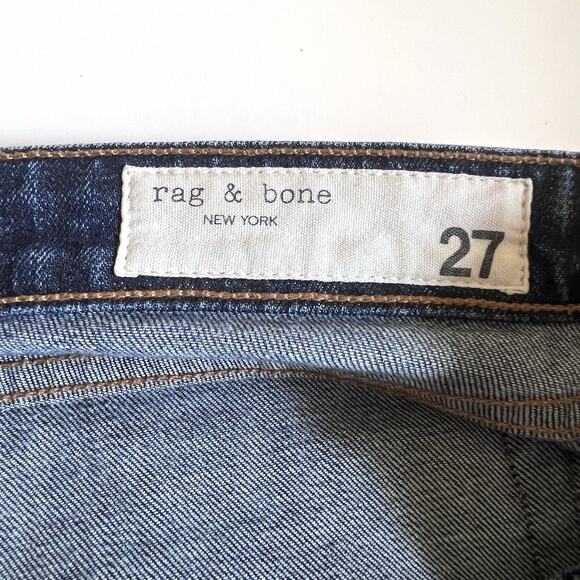 Rag & Bone Women’s Dre Slim Boyfriend Jeans Size 27 Distressed Ripped Knees Blue - Picture 8 of 12